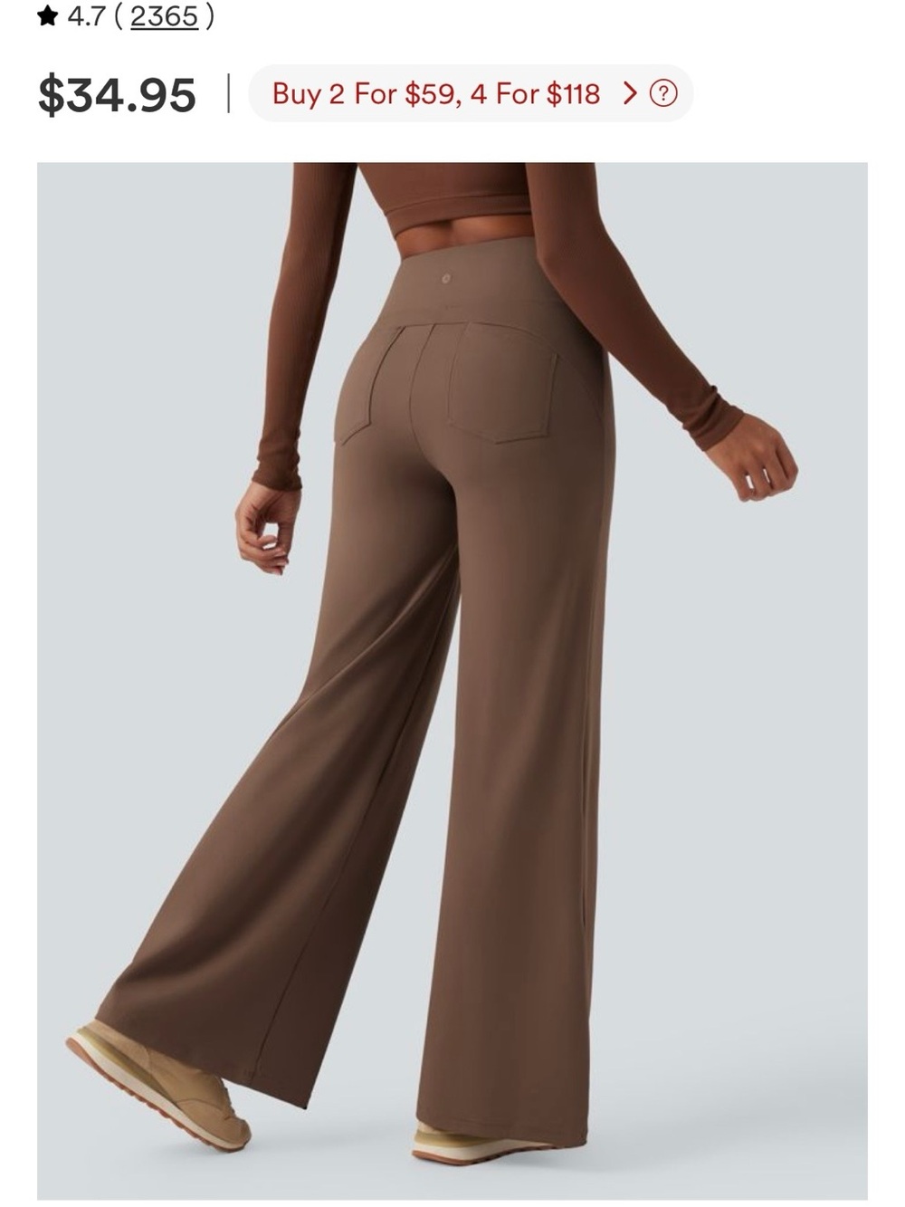 HALARA High-Rise Wide-Leg Pants in Brown - Picture 2 of 6